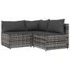 3 Piece Patio Lounge Set with Cushions Poly Rattan  vidaXL - 2 of 4