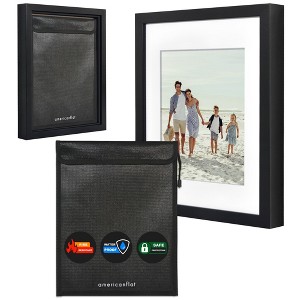 Americanflat 11x14 Picture Frame - Use as 8x10 Frame with Mat - Storage Box Includes 10x13 Fire-Resistant Pouch - Guardian Collection - Black - 1 of 4