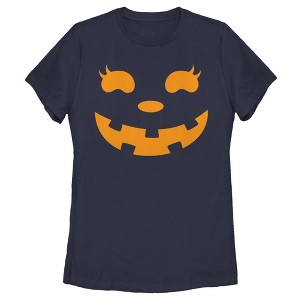 Women's CHIN UP Halloween Jack o' Lantern Face T-Shirt - 1 of 4