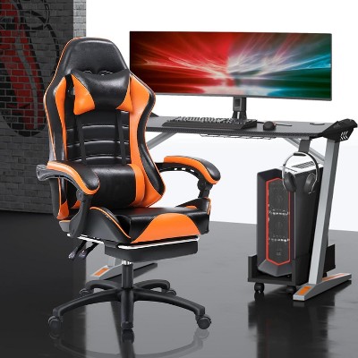 KTMBDW Gaming Chair, Computer Chair with Footrest and Lumbar Support,Height Adjustable Game Chair with 360°-Swivel Seat and Headrest for Office,Gaming