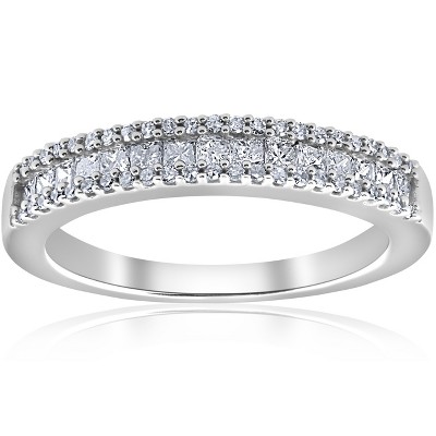 Pompeii3 1/2ct Diamond Princess Cut Wedding Ring 10k White Gold