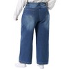 Women's Plus Size Wide Leg Baggy Washed Stretch with Pockets Denim Ankle Jeans - Agnes Orinda - 4 of 4