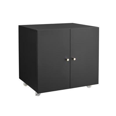 NicBex Modern File Cabinet with 2 Doors, Lateral Metal Filing Cabinets with Wheels,Office Cabinet for Home, Office,White/Black