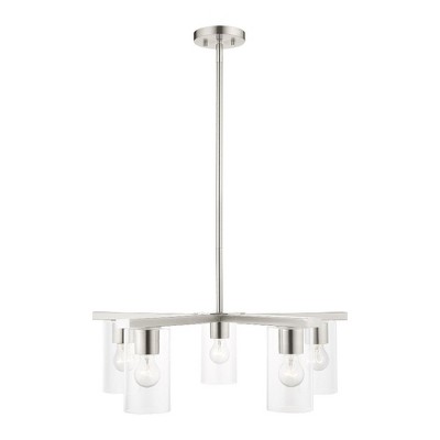 Zurich 26" Brushed Nickel and Crystal 5-Light Chandelier