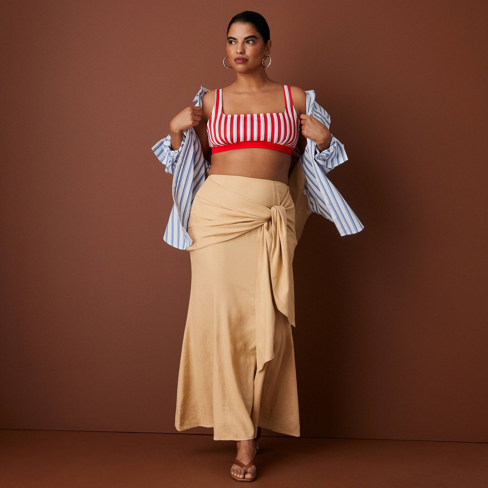 Women's Sleeveless Poplin Striped Bralette Top - Rosie Assoulin x Target Red S