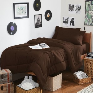7PC Campus Ready Dorm Twin XL Bedding Bundle, Solid Comforter, Pillows and Sheet Set - 1 of 1