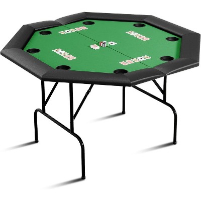 Poker Table w/Metal Legs, Octagon Poker Table, Blackjack Gaming Table with Water-Resistant Cushioned Rail