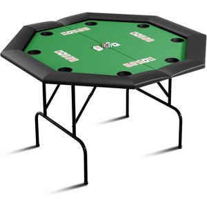Poker Table w/Metal Legs, Octagon Poker Table, Blackjack Gaming Table with Water-Resistant Cushioned Rail - 1 of 4