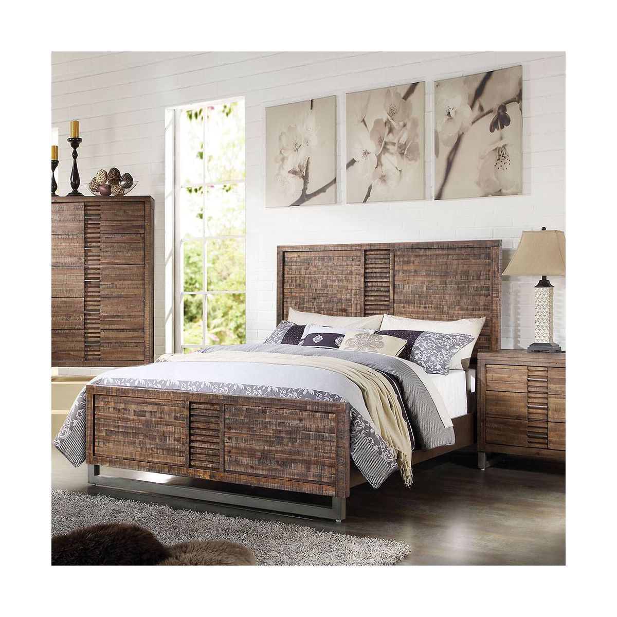 Acme Furniture Queen Andria Bed Reclaimed Oak - thumbnail 2