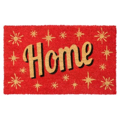 1'6" x 2'6" Tufted Home Stars Coir Doormat Red - Raj