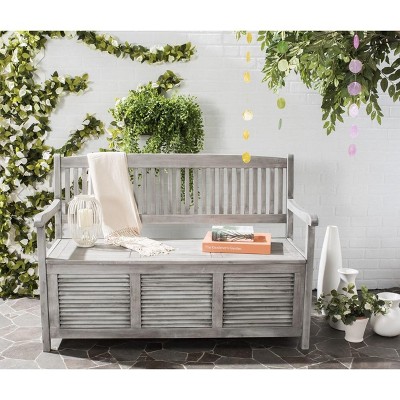 Transitional Gray Acacia Wood Storage Bench - 50"