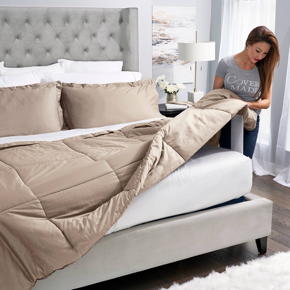 Photos - Duvet Full/Queen Easy Bed Making Down Alternative Comforter Almond Butter - Cove