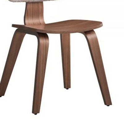 Casson White Velvet and Walnut Upholstered Side Chair