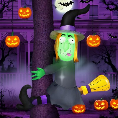 Joyfy 4FT Halloween Inflatable Outdoor Decoration, Inflatable Witch with Built-in LEDs for Halloween Trees & Parties, Yard Garden Lawn Outdoor Decor