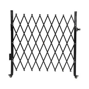 Aluminum Single Folding Security Gate, Flexible Expanding Security Gate, Folding Driveway Door Gate, 360°Rolling Barricade Gate, Black - 1 of 4