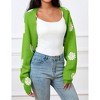 Women's Cropped Cardigan Sweater Floral Shrugs Long Sleeve Open Front Knit Top - 3 of 4