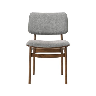 Luis Grey Textured Upholstered Side Chair with Walnut Wood Base