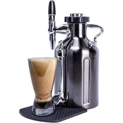 GrowlerWerks uKeg Nitro Cold Brew Coffee Maker 50oz Pressurized Mini Keg With Filters, Insulated Stainless Steel, Brew In Bottle, Black Chrome