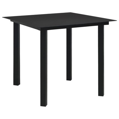 vidaXL Dining Table Black Glass, powder-coated steel 31.5 x 31.5 in