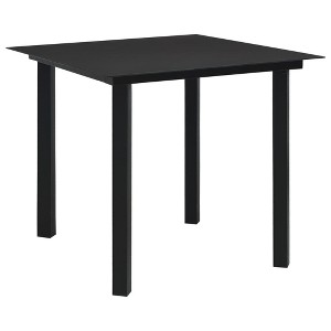 vidaXL Dining Table Black Glass, powder-coated steel 31.5 x 31.5 in - 1 of 4
