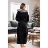 ADR Women's Faux Fur Feather Hooded Robe, Soft Plush Fleece Bathrobe with Hood - 2 of 4