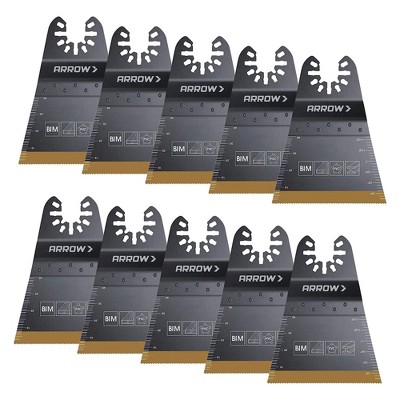 Arrow 2-11/16- Inches Titanium Oscillating Tool Blade for Wood, Metal, PVC, Drywall, or Bi Metal for Cabinetry and Cutting Door Jambs, 10 Piece