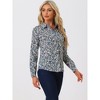 Allegra K Women's Point Collar Long Button Sleeve Button Down Floral Shirt - 2 of 4