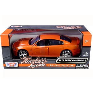 2011 Dodge Charger R/T Hemi Metallic Orange 1/24 Diecast Model Car by Motormax - 1 of 3