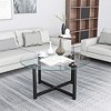 Round Glass Coffee Table, Clear Coffee Table With Round Tempered Glass Top, Metal Frame, Mid Century Side End Table - 2 of 4