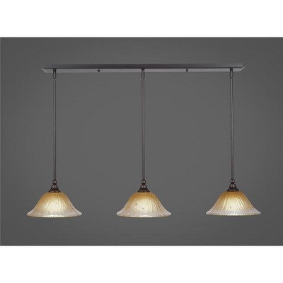 Toltec Lighting Any 3 - Light Chandelier in  Dark Granite with 10" Amber Crystal  Shade