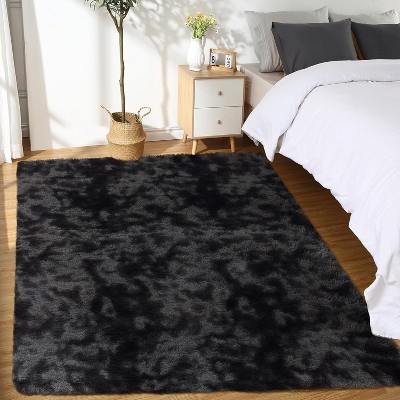 Fluffy Runner Rug Soft Shag Plush Area Rug Non-Slip Nursery Dorm Fuzzy Bedside Rug Kids Room Home Decor Tie-Dye