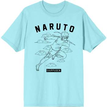 Naruto Shippuden Anime Cartoon Varsity Clouds  Blue Tee