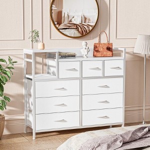 Dresser TV Stand with Power Outlet, Bedroom Dresser with 9 Drawers, Chest of Drawers, Steel Frame Storage Closet for Living Room Hallway - 1 of 4