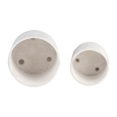 Ivory Geometric Ceramic Footed Planter Set of 2