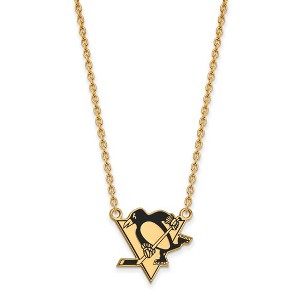 Black Bow Jewelry 14k Yellow Gold Plated Sterling Silver Pittsburgh Penguins NHL Necklace 18 Inch - 1 of 4