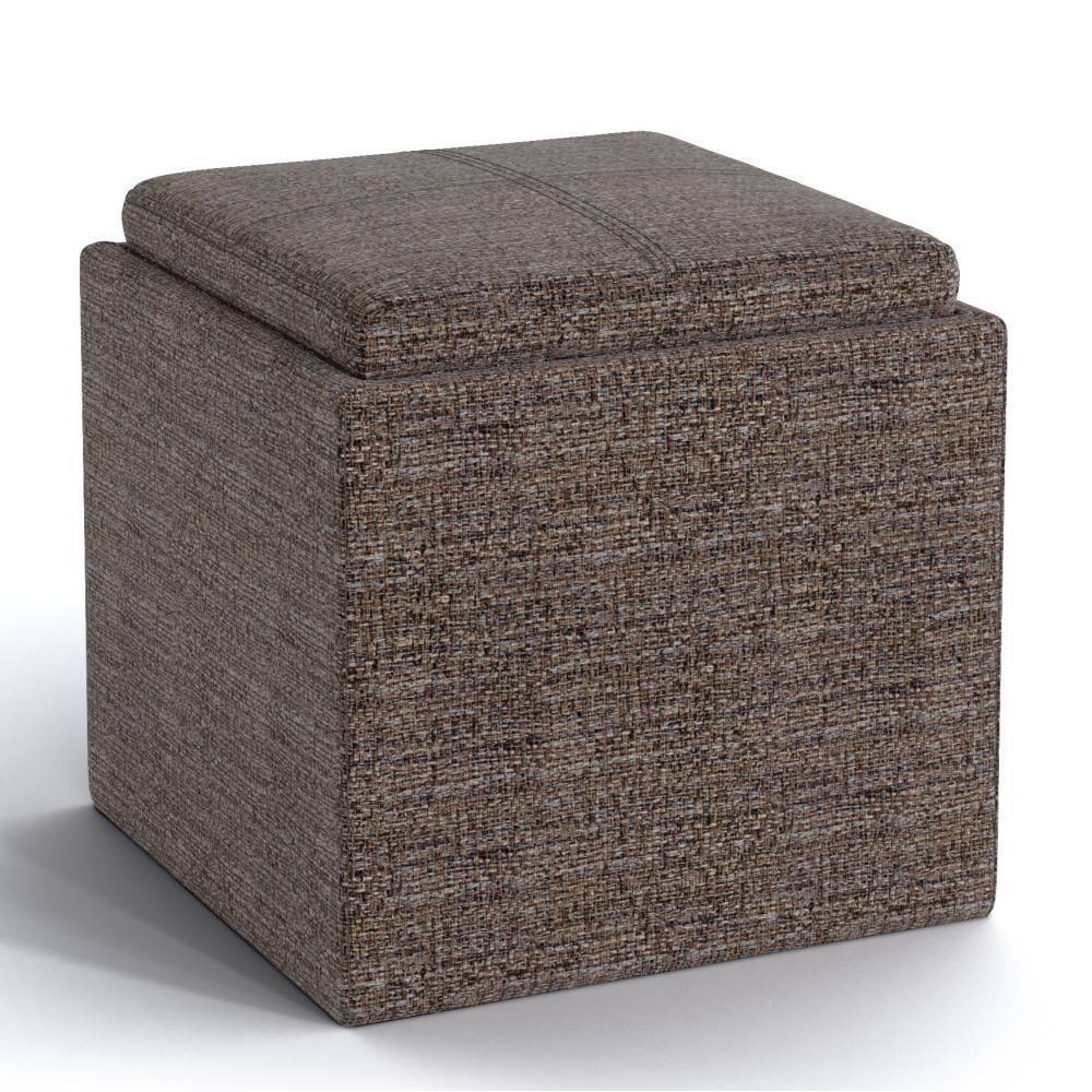 Photos - Pouffe / Bench 17" Townsend Cube Ottoman with Tray Mink Brown - WyndenHall