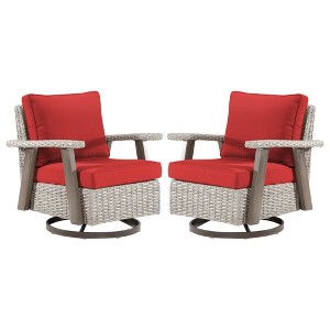 YARDSIGHT  Outdoor Swivel Patio Chairs with 360° Rotation, All-Weather PE Wicker Armchairs with Cushions for Garden, Deck, Porch, and Backyard - 1 of 4