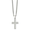 Black Bow Jewelry Stainless Steel & Gray Carbon Fiber Small Cross Necklace, 20 Inch - 2 of 4