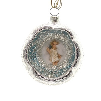 Marolin 2.75" Lyonese Ornament W/ Baby Jesus Ornament Gilded Feather Tree  -  Tree Ornaments