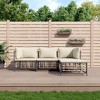 vidaXL 4-Piece Patio Lounge Set with Cushions - Weather Resistant Poly Rattan Anthracite Outdoor Furniture - Modular Design with Sturdy Steel Frame - 2 of 4