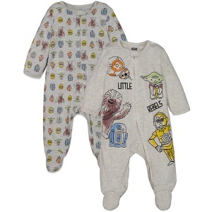 Star Wars Chewbacca R2- D2 Darth Vader Stormtrooper Baby 2 Pack Zip Up Long Sleeve Sleep N' Play Coveralls Newborn to Infant - 1 of 4