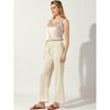 Allegra K Women's High Elastic Waist Casual Satin Wide Leg Pant - 2 of 4