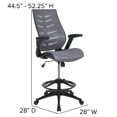 Adjustable High-Back Mesh Drafting Chair with Lumbar Support, Gray