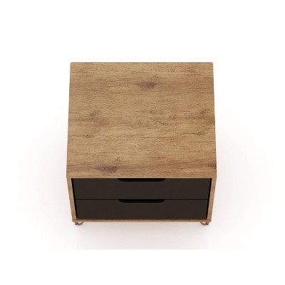 Mid-Century Modern Nature and Textured Grey 2-Drawer Nightstand Set