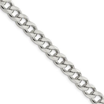Black Bow Jewelry Men's 8mm, Sterling Silver Solid Pave Curb Chain Necklace