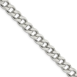 Black Bow Jewelry Men's 8mm, Sterling Silver Solid Pave Curb Chain Necklace - 1 of 4