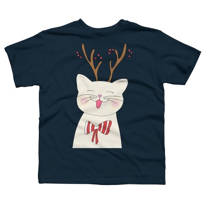 Boy's Design By Humans Christmas cat By Rasheb T-Shirt