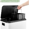 Acekool 30L Dual Compartment Trash Can with Soft-Close Lid, Two Removable Buckets, Stainless Steel Garbage Bin for Kitchen & Home, White - 3 of 4