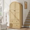 Garvee Tall Storage Cabinet, Farmhouse Large Wood Arched Kitchen Pantry, Bookcase with Doors & 2 Drawers for Dining, Office, Living Room, 72" - 2 of 4