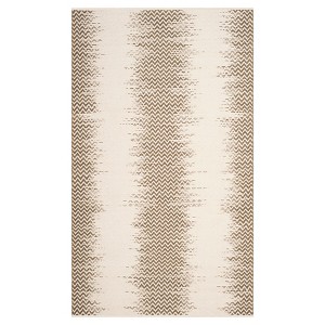 Brown/Ivory Abstract Hooked Area Rug - (4